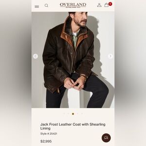 Overland Men's Brown Leather Jacket with Shearling Lining